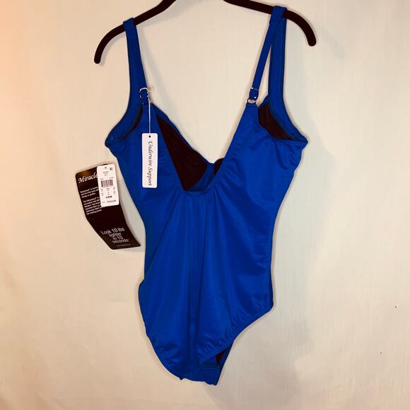 NWT Miraclesuit Sanibel One Piece All-Over  Slimming Swimsuit Size 14 Blue - Picture 3 of 6